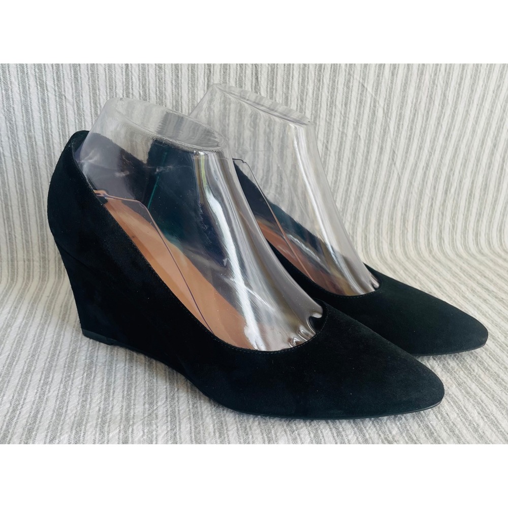 Aquatalia Black Suede Weatherproof Wedge Pumps Made in Italy Womens Size 8 Party